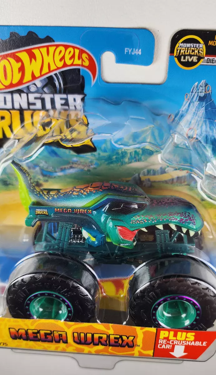 Hot Wheels Monster Trucks Mega Wrex, 1:64 Scale with Re-Crushable 68/75