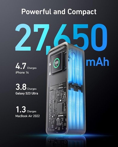 Anker Prime Power Bank, 27,650mAh 3-Port 250W Laptop Portable Charger with Smart - Picture 4 of 7