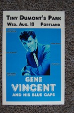 Gene Vincent and the Blue caps 1958 Concert Poster Portland Tiny Dumonts Park--