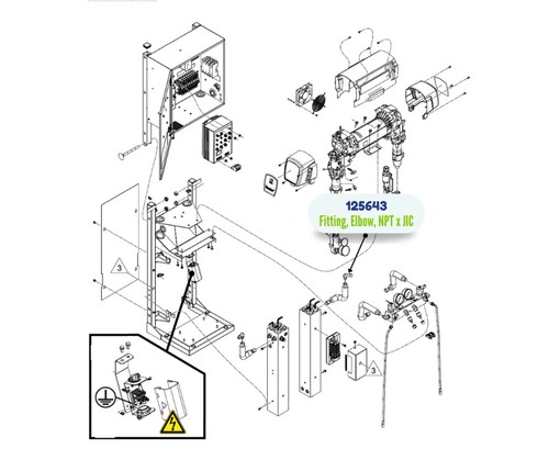 Graco R2 E-30 3/8 NPT X #8 JIC Elbow Fitting  (125643) - Picture 2 of 3