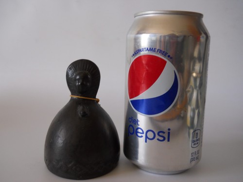 Mexican Folk Art Primitive Oaxaca Black Clay Bell Stylized Woman 3 1/2" tall - Picture 6 of 6