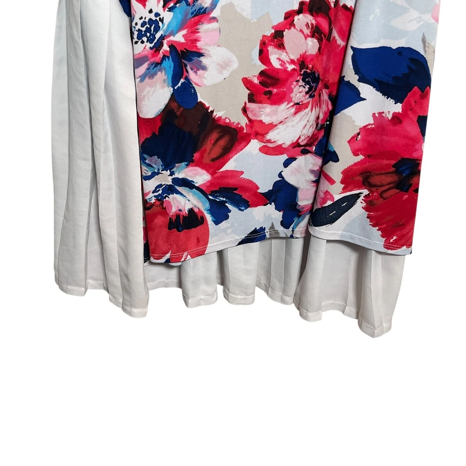 Camiseta sin mangas Cyrus para mujer 3X colorida plisada acuarela camisa de carrera floral Foto 3 de 4