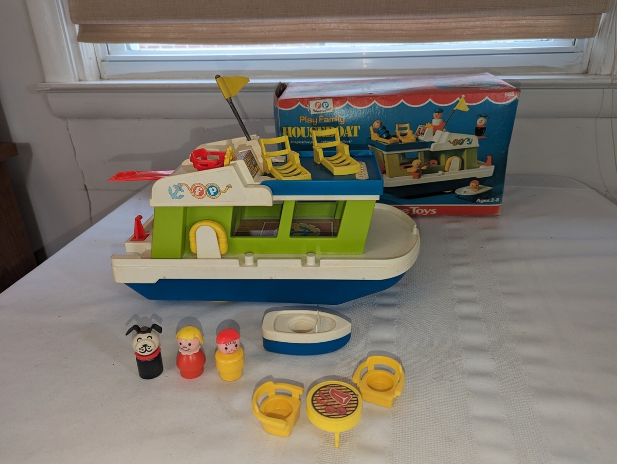 Vintage Fisher-Price Play Family Houseboat w/ Original Box 1972 - Main Image