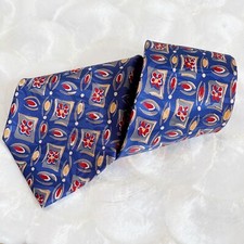 Enamels 100 Silk Blue Red Gold Flower Print Mens Silk Tie 57.5  Classic