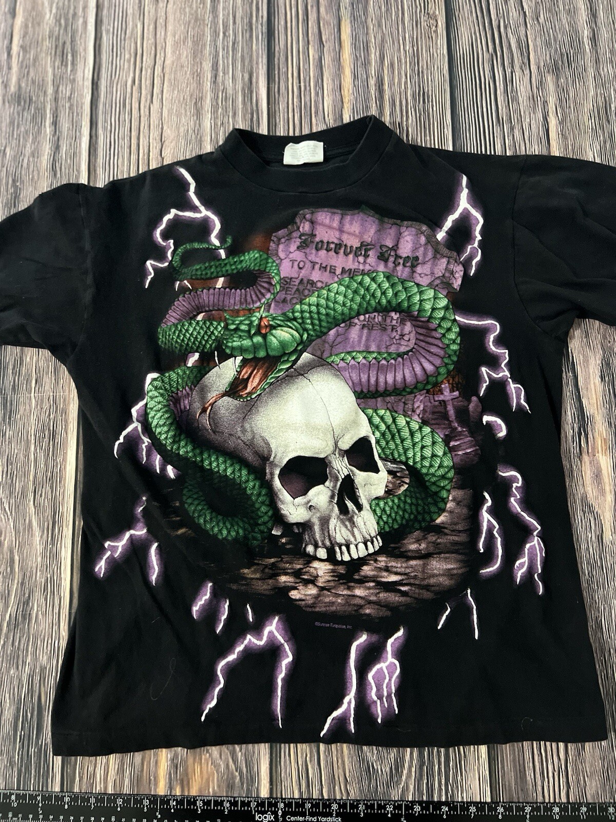 Vintage American Thunder Forever Free Snake Grave T Shirt Large Travis Scott Y2K