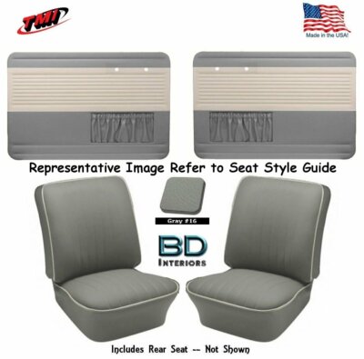 1965-66 VW Bug, OEM Door Panel & Upholstery Cover Kit Sedan - Putty Grey