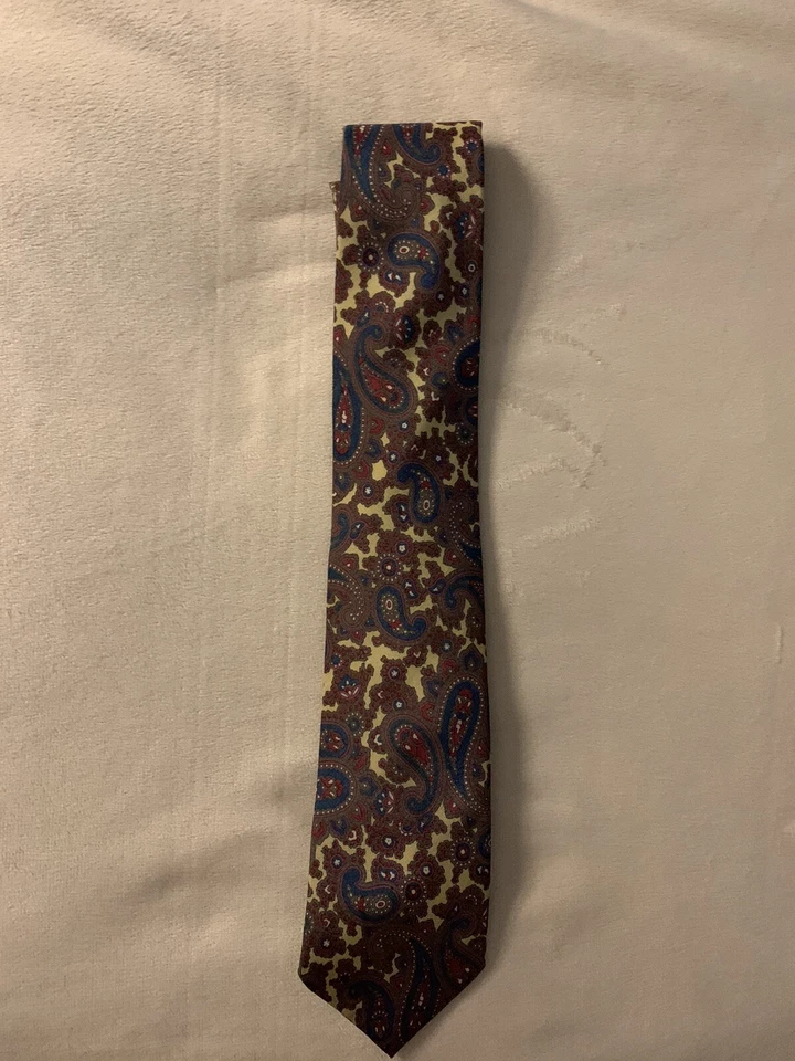 Gravata Paisley Vintage Marshall Fields - 100% Seda - Feita na Itália - Imagem 2 de 4