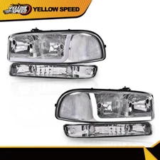 Fit For 1999-2007 GMC Sierra/Yukon LED DRL Headlights W/Bumper Signal Lamps