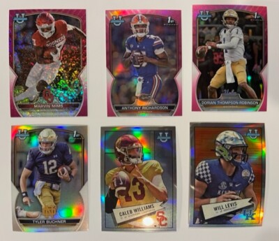 2022 Bowman Chrome University Football Pink/Silver Refractors/Inserts *YOU PICK*