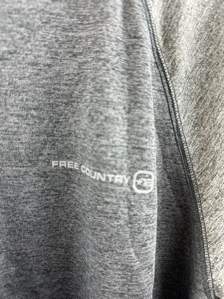 Camisa Free Country Hombre 1/4 Botón Manga Larga Gris Ligera Talla Grande  Foto 2 de 4