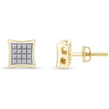 0.10 Ct Lab Grown Diamond Kite Shape Stud Earrings 14K Yellow Gold Plated Silver
