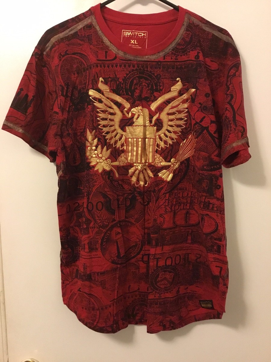 Men’s Red, Black Gold SWITCH T-Shirt Size XL