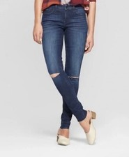 Universal Thread Mid Rise Skinny Jeans Distressed Dark Wash Stretch womens 8 29R