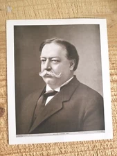 WILLIAM H TAFT.VTG 12" x 10" PERRY ENGRAVING PRINT.EX-LIB STICKER IN BACK*PPB