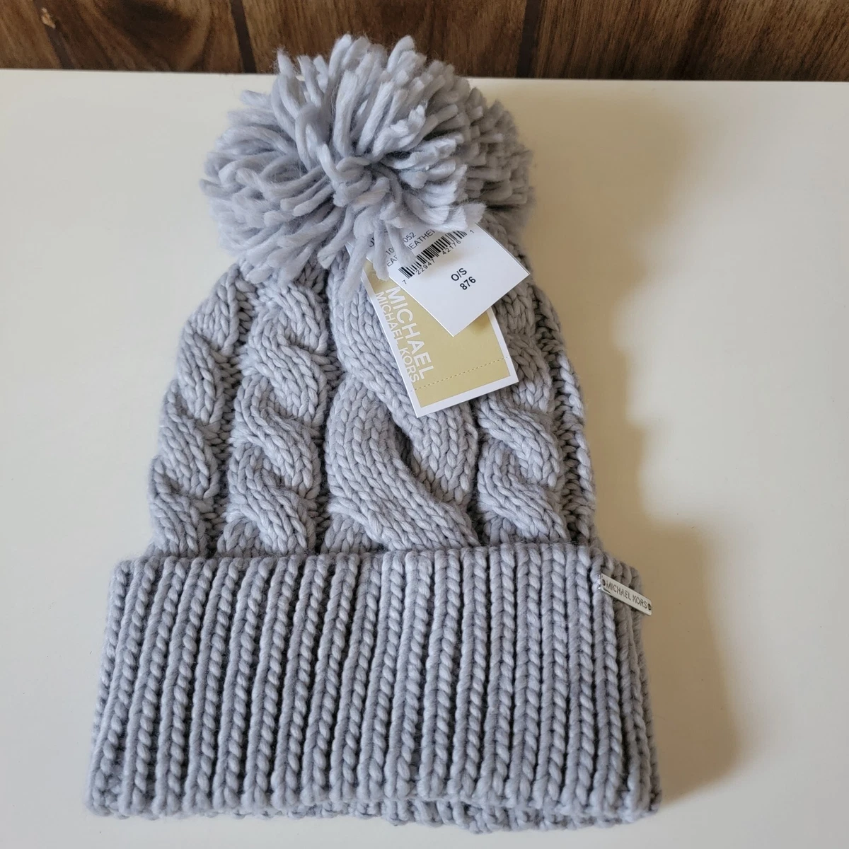 Michael Kors Fleece Lined Cable Knit Beanie Hat  Heathered  Grey Michael Kors Gray Hats for Women for sale | eBay main image 2