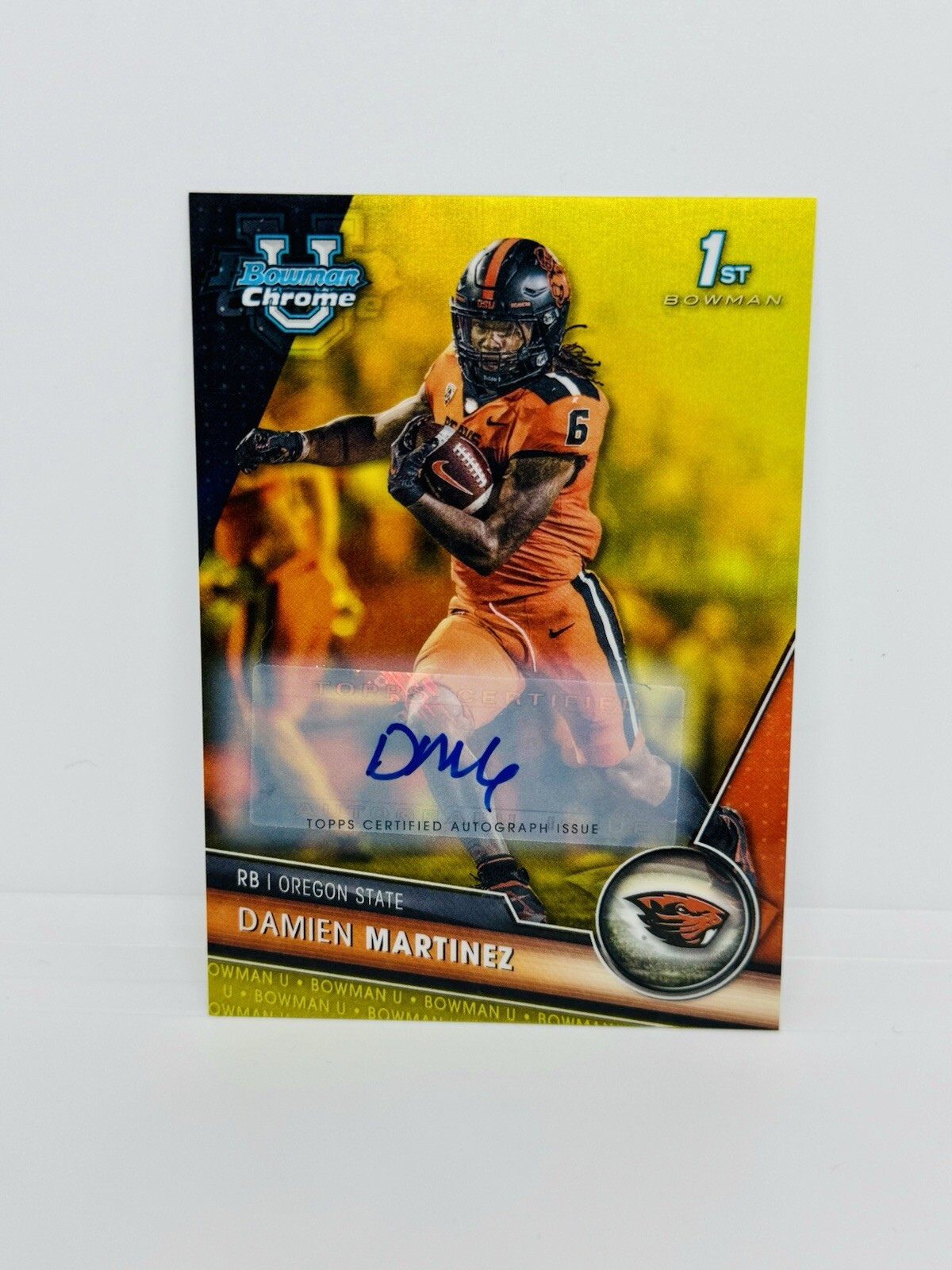 2023 Bowman University DAMIEN MARTINEZ 1st Chrome Yellow Auto /75 Miami #193
