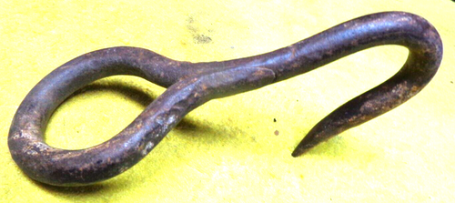 Hand Forged Antique Blacksmith Meat Hook, 1/2" diameter steel hook, 7 1/2" long - Picture 5 of 7
