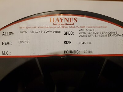 #ad Inconel 625 ERNiCrMo 3 0.045quot; Haynes RTW 30# Spool $1500.00