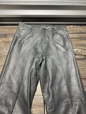 VTG Real Leather Pants Mens 32x29 Straight Leg Motorcycle 80s Gray