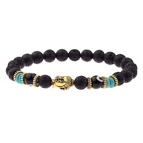 Charm Buddha Evil Eye Bracelet for Women Men Round Chakra Stone Beads Jewelry - Foto 11 di 34