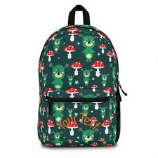 Mushroom  Frog Kids Backpack  Custom Name Cute Kawaii School Bag