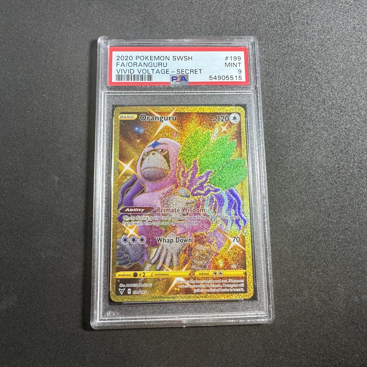 Oranguru 199/185 SWSH Vivid Voltage FA Gold Secret Rare Holo