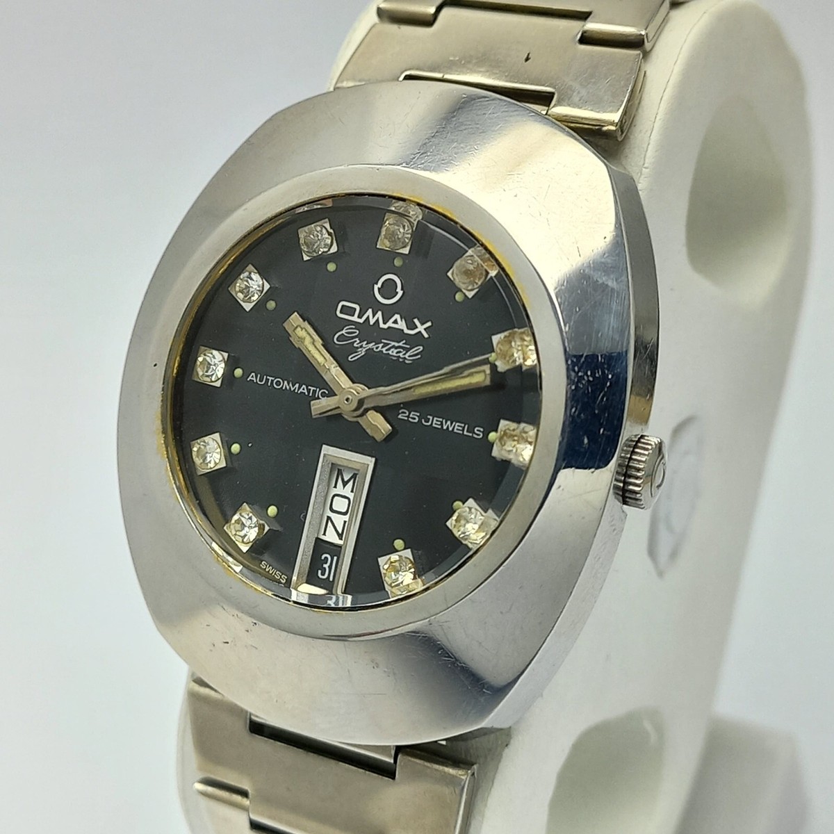 Omax Crystal 28-35202 Day/Date Vintage Men's Watch | eBay