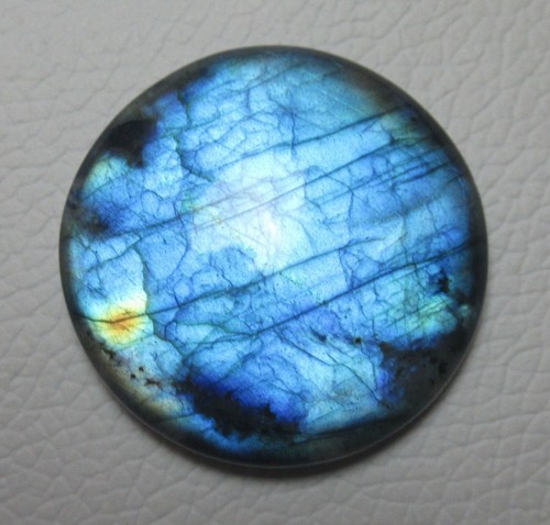 Natural Blue Labradorite Cabochon Round 65.70 Ct Loose Flat back Gemstone H1944 - Picture 2 of 6