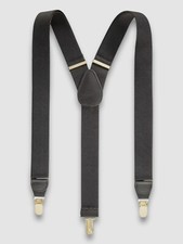 Club Room Men's Black Solid Adjustable Stretch Clip-On Suspenders OS