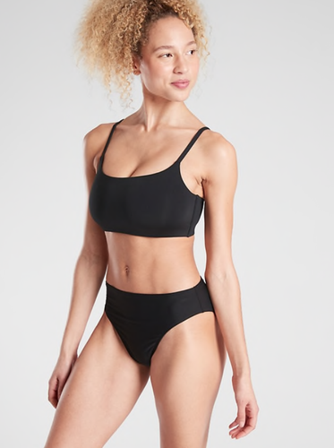 Athleta M MEDIUM Scoop Bikini Top A-C Black Basic Sports Swim Bathing Suit NEW