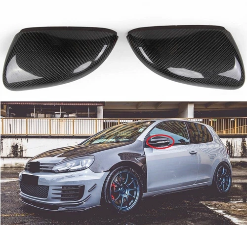 For 2010-2014 VW Golf MK6 GTI 6 Real Carbon Fiber Mirror Cover Caps Replacement