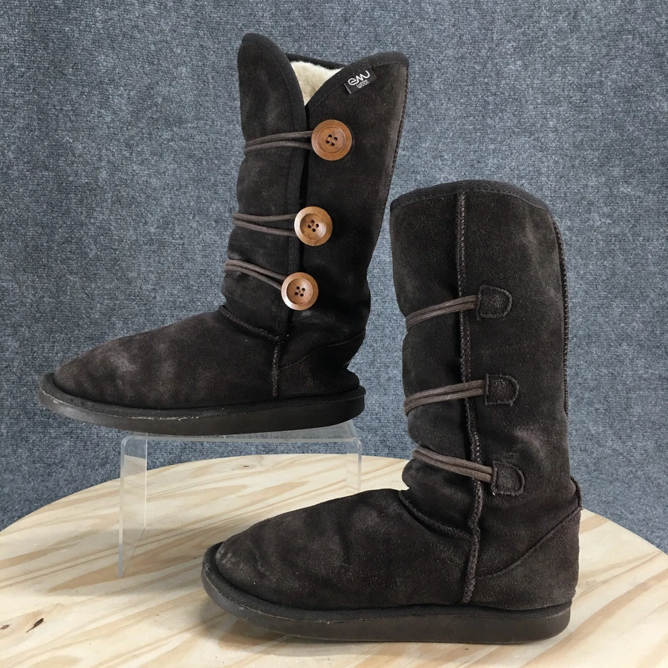 Emu Australia Botas Mujer 7 Marrón Nisha Botón Lana Merino Forro Gamuza Informal Foto 2 de 4