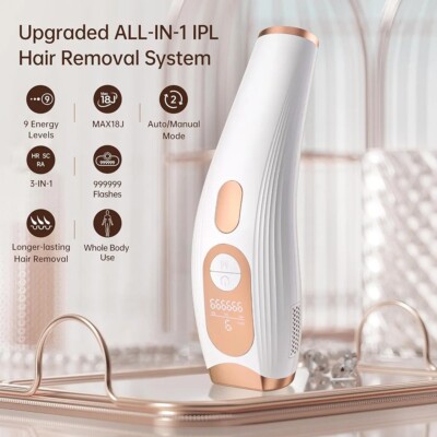 Lubex IPL Haarentfernungsgerät, 3 in 1 System, HR/SC/RA, 600NM Laser Haarentferner