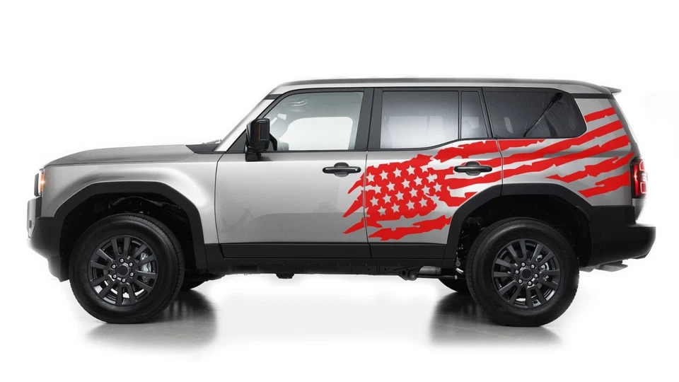 Kit de calcomanías adhesivas de diseño gráfico con bandera de Estados Unidos trasera para Toyota Land Cruiser SUV Foto 3 de 4