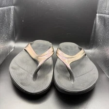 OOFOS Womens OOlala Luxe Recovery Sandals Size 7US EU38 Black & Metallic Purple