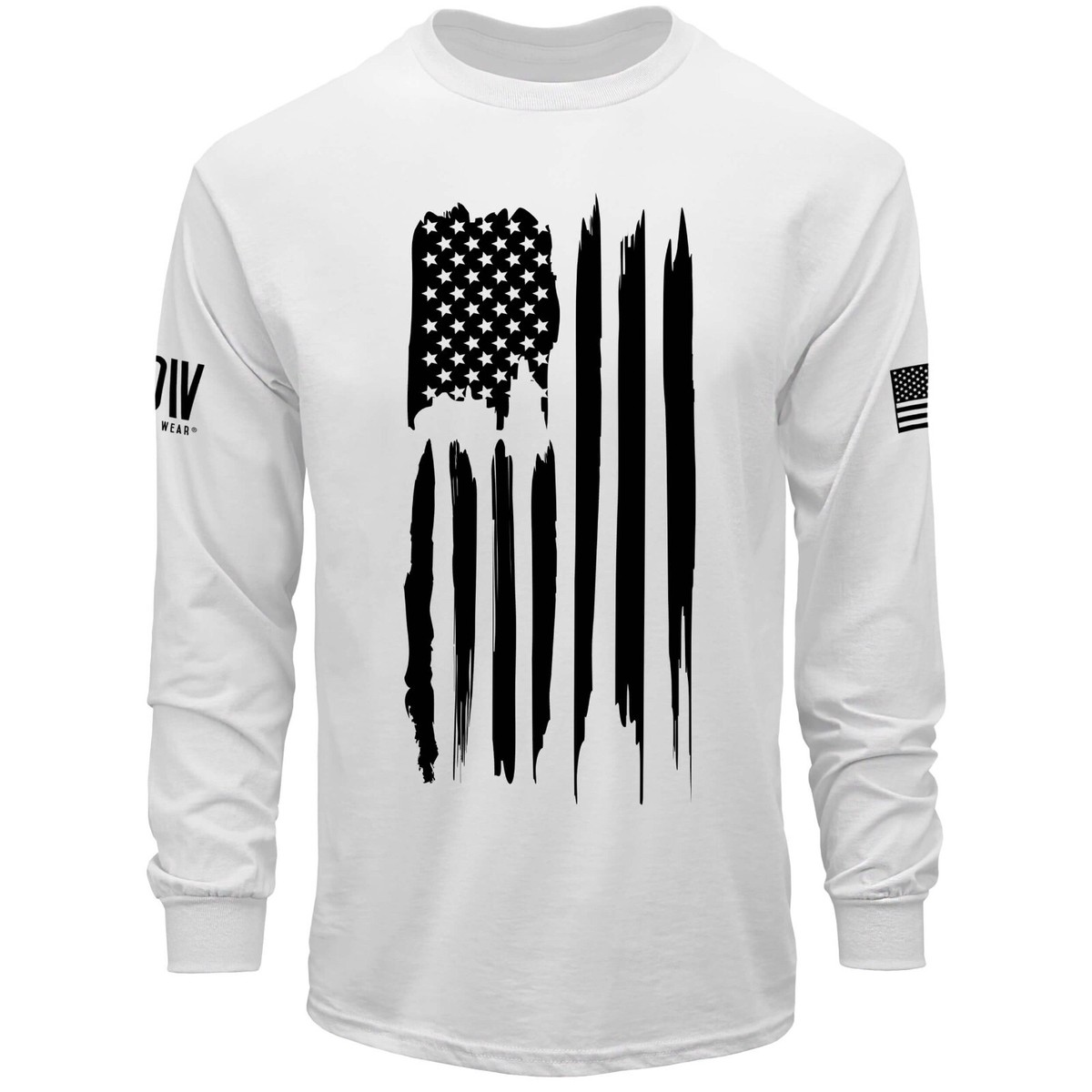 Tシャツ・カットソー THE COLDEST MOMENT TCM flag long sleeve whiteivory Mens Long Sleeve Shirt American Flag USA Patriotic T-Shirt