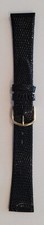 Accutron Bulova 17.5mm 18mm Black Lizard Watch Strap Band Gold Tone Buckle NOS