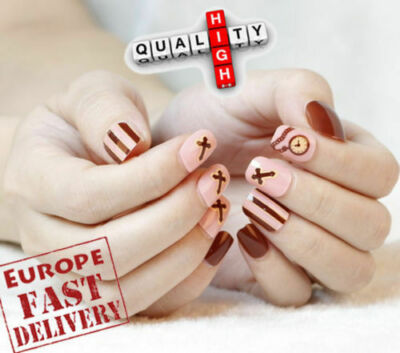 Nadeco 24pcs Artificial Pre Glued PreDesign Pres On MANICURE Nail tips From EU
