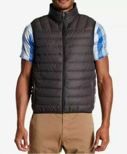 Hawke & Co Mens Grey Zip Front Packable Puffer Vest M L NEW WITH TAGS RRP $100