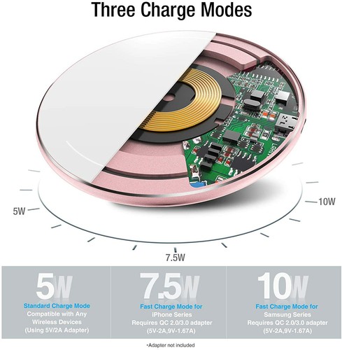 TOZO W1 Wireless Charger Aluminum Fast Charging Pad with USB-C Cable Universal - Picture 56 of 73
