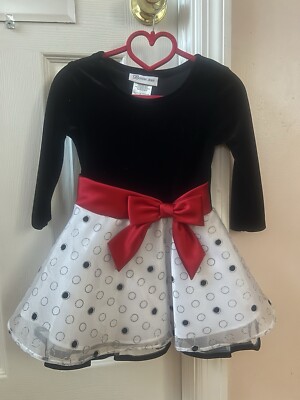 Bonnie Jean Black & White Long Sleeve Party Dress Size 2T