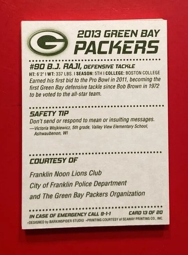 GREEN BAY PACKERS NFL Football Police Cards Lot 16 Different Complete Set - Picture 11 of 24