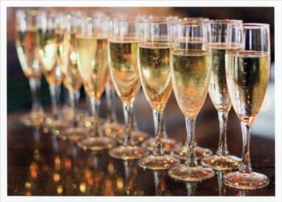 Palm Press Row of Champagne Glasses Box of 10 New Year Cards