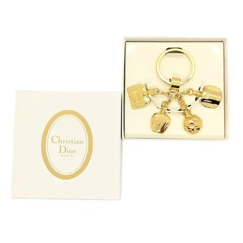 Dior Pahume Bag Charm Key Ring Key Chain Gold Color with Box