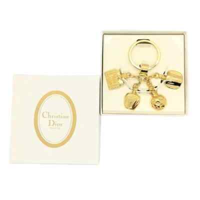 Dior Pahume Bag Charm Key Ring Key Chain Gold Color with Box