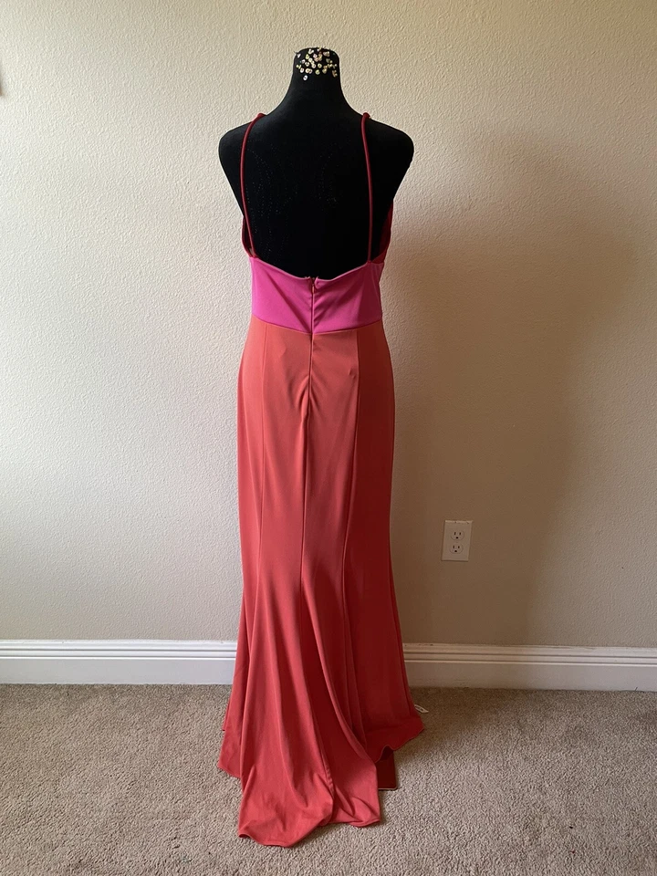 винтажное розовое многоцветное макси-платье - Изображение 3 из 4