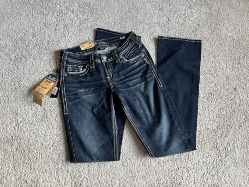 New Silver Jeans Aiko Women’s Size 27 x 33 Mid Slim Boot Cut Dark Wash NWT