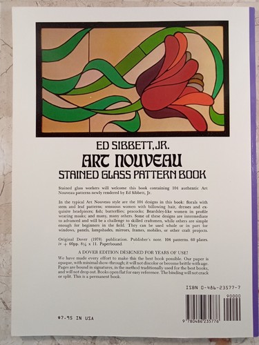 Jugendstil Glasmalerei Muster Projektbuch Ed Sibbett Jr Vintage 1978 Dover NOS - Bild 2 von 11