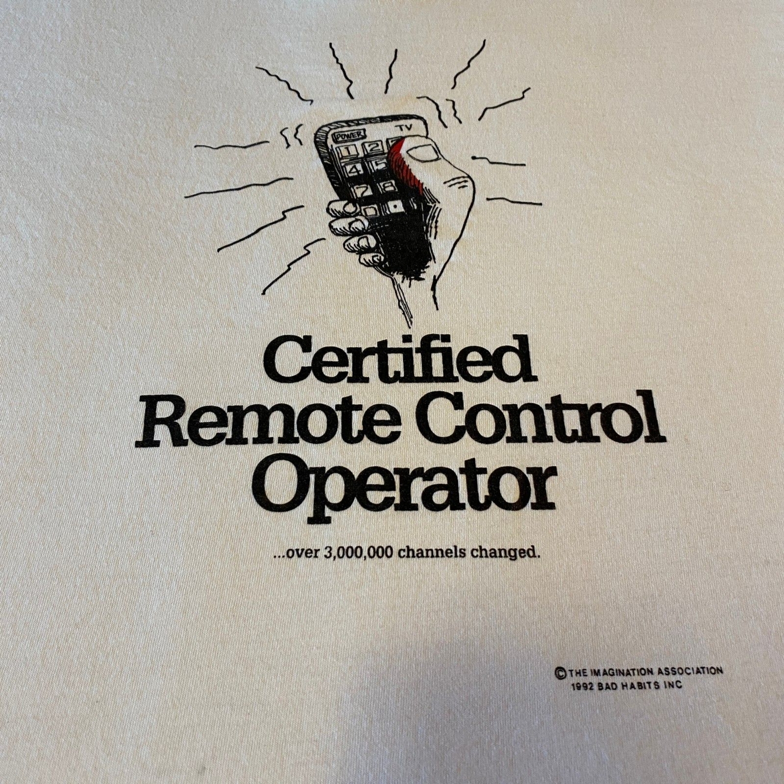 Vintage 1992 Certified Remote Control Operator Graphic Tee XL Men's Retro T-Shirt