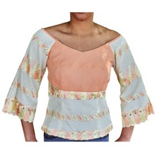 Peach and Beige African Lace Top